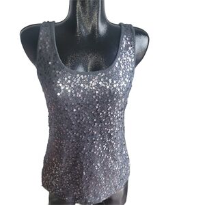 Old Navy Sequin Embellished Dark Gray Tank Top L